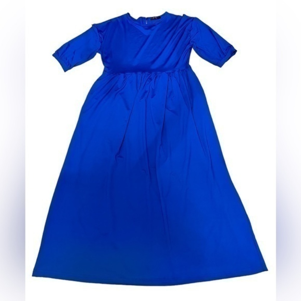 Loveu Dear Short Sleeve Dress with Pockets - Royal Blue - Womens Size Small